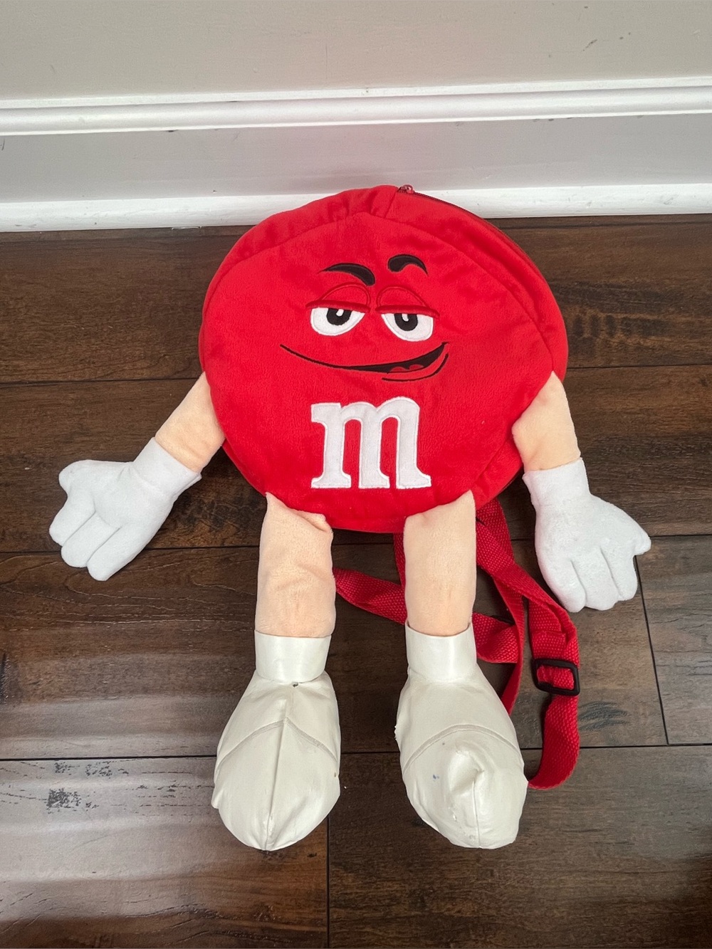 M & M World Red M & M Plush Backpack 18" Tall, Arms/Legs, Adjustable Straps.